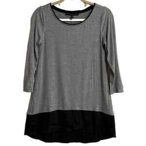 WHITE HOUSE BLACK MARKET Tunic Women Small Grey Black 3/4 Sleeve Blouse Top